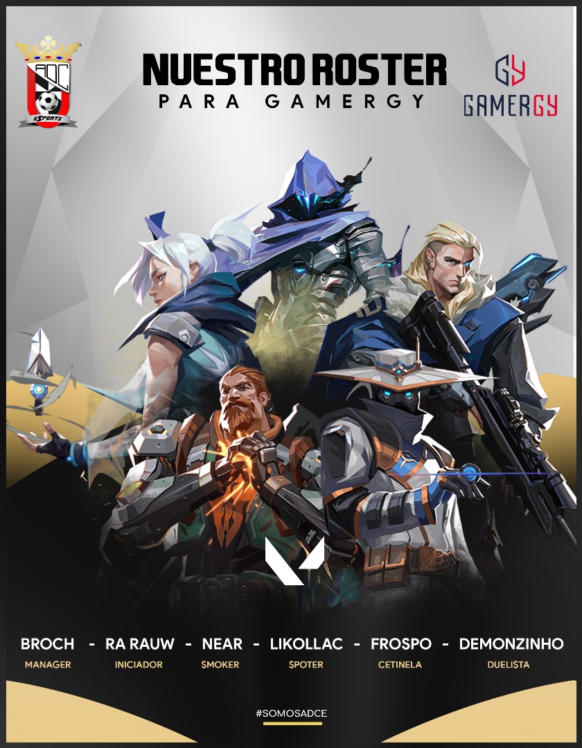 #PresentaciónRoster 

📍Hoy en la <a href="/ADCeutaEsports/">ADCeuta Esports</a> presentamos a nuestro roster de #VALORANT, que nos representará en <a href="/GAMERGY/">GAMERGY</a> parada perteneciente al <a href="/TormentaVALes/">Circuito Tormenta | VALORANT</a>

📍Bienvenidos a casa 🏠 

👤<a href="/_Sergiglez1/">Ra Rauw</a> 
👤<a href="/DemonzzzzVal/">Demonz</a>
👤<a href="/Frospo04/">Frospo</a>
👤<a href="/likollac_fps/">Likollac</a>
👤<a href="/ImNeaRcs/">??? Near</a>
👤<a href="/Sleydark/">Sleydark</a>