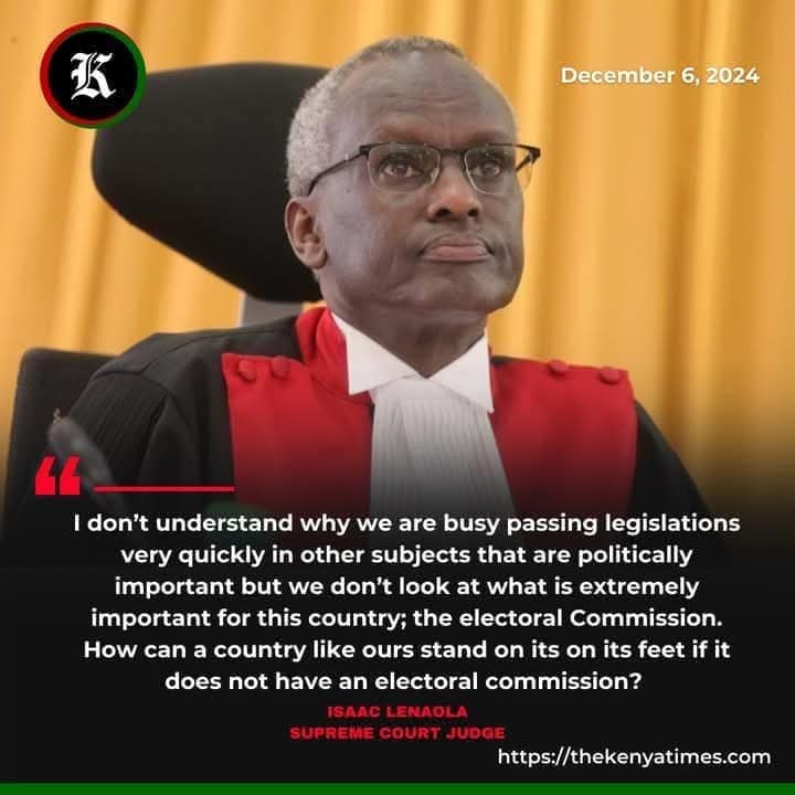 ahmednasirlaw's tweet photo. Justice Lenaola is SPEAKING for the Supreme Court: "you can't have a credible election in 2027 when the electoral body mandated to organise it was clobbered together in great hurry...just the other day" (I think that observation is MERITED) https://t.co/z8YivwKXKs