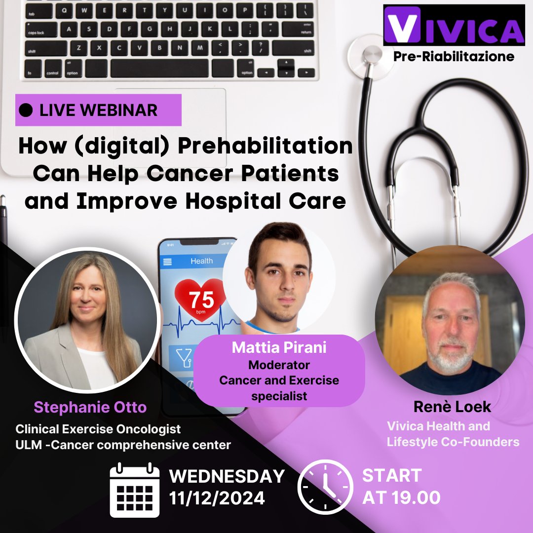 📅 Save the date! 
📅 Wed, 11/12/2024, 19:00 CET

🎓 Webinar: "How Digital Prehabilitation Helps Cancer Patients &amp; Improves Hospital Care"

🎙 Speakers:

@ExOncUlm  Stephanie Otto

<a href="/Pinktrainer1/">René</a> Renè Loek

👉 Register: us06web.zoom.us/meeting/regist…

#prehab #digitalhealth #cancercare