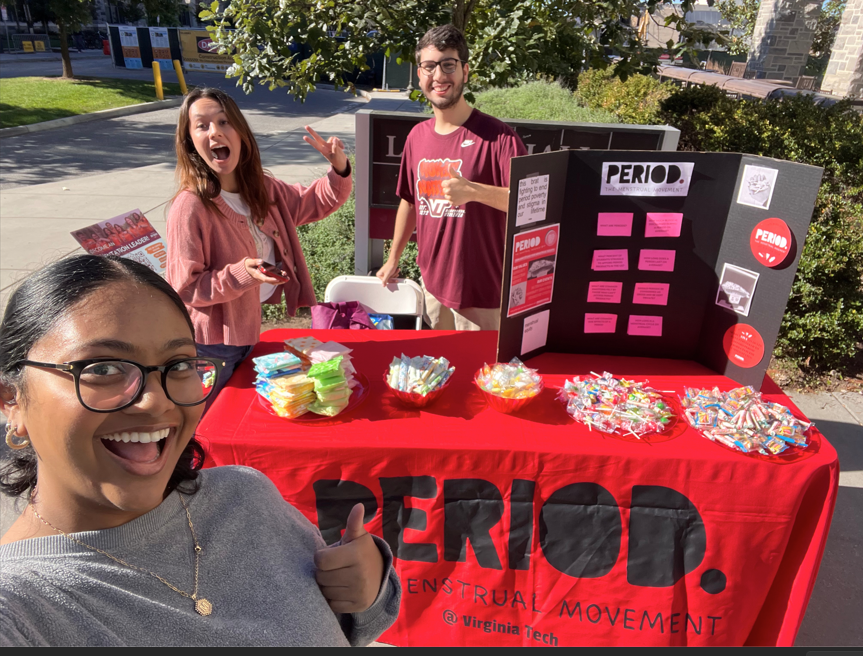 🙌😎Period at Virginia Tech is a student organization, part of the national menstrual movement, that works to provide period products to those in need. As president, Jackie Hou, a Biochemistry undergrad, recognized this need in our community and initiated and led a project to