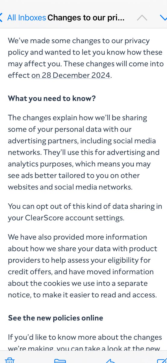 qmlondon321's tweet photo. @ClearScore how do I opt out. Can’t find such an option in account setting? https://t.co/ncitqkyEtc