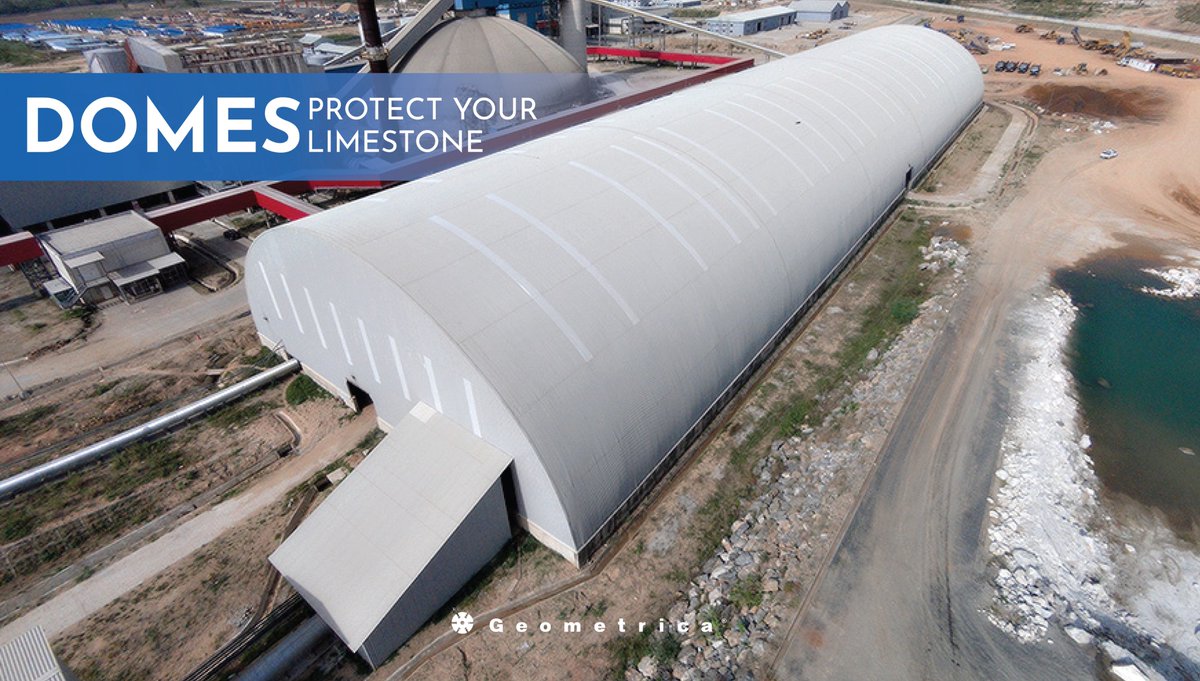 Custom-designed domes help preserve limestone quality and cut down on dust, promoting a sustainable approach to material storage.

Read more: geometrica.com/en/limestone/?…

#ArchitecturalDesign #MultiPurposeStructures #VersatileEngineering #DesignFlexibility