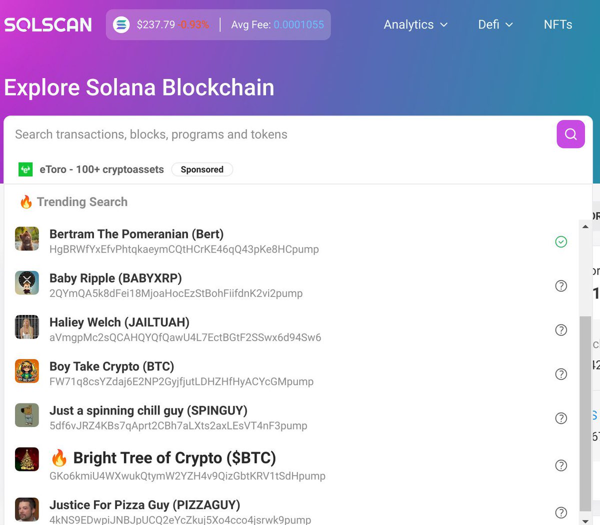 BrightCryptoSOL's tweet photo. BrightTreeofCrypto  $BTC has just entered Solscan trending🔥 https://t.co/sQDXY3ozM7