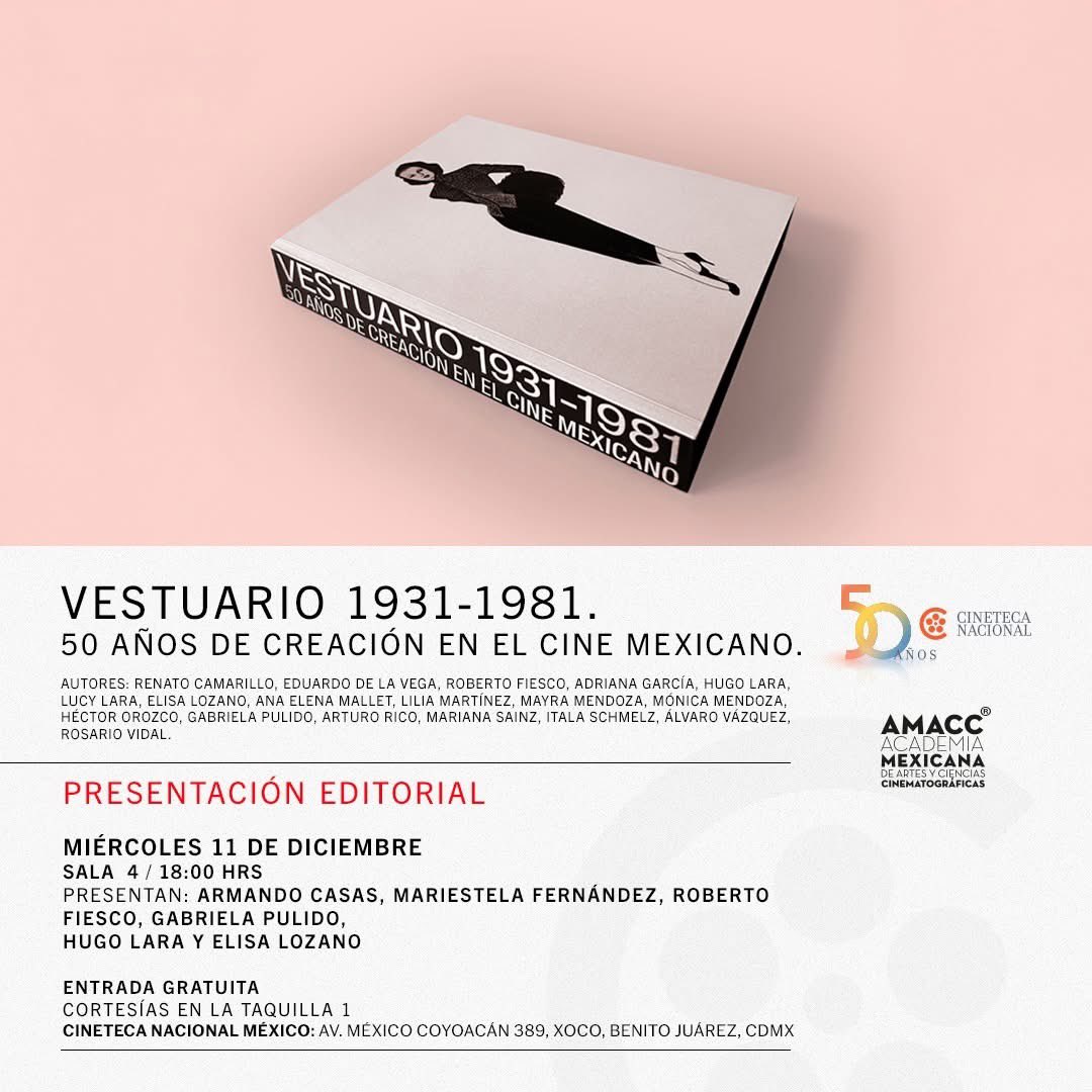 #NovedadEditorial de <a href="/elisastill/">elisa lozano</a> 
Vestuario 1931-1981. 50 años de creación en el cine mexicano.
Presentación el 11 de dic, 18 h, 
<a href="/CinetecaMexico/">Cineteca Nacional</a>
