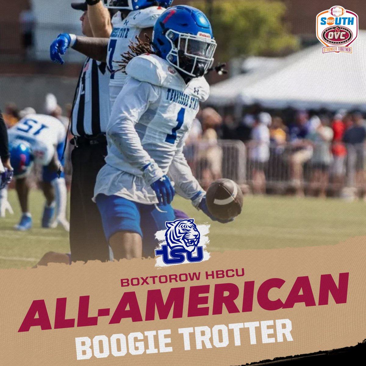OVC-Big South Football Association (@bigsouthovcfb) on Twitter photo ๐๐๐-๐๐ ๐๐ฅ๐๐๐๐ก โผ๏ธ ๐
<a href="/TSUTigersFB/">Tennessee State Football</a> DB Boogie Trotter (<a href="/TrotterDewain/">Boogie Trotter</a>) has been named an HBCU All-American by <a href="/boxtorow/">BOXTOROW MEDIA</a>.
bit.ly/3Vqnscr | #RoarCity | #BigSouthOVCFB ๐๐๐-๐๐ ๐๐ฅ๐๐๐๐ก โผ๏ธ ๐
<a href="/TSUTigersFB/">Tennessee State Football</a> DB Boogie Trotter (<a href="/TrotterDewain/">Boogie Trotter</a>) has been named an HBCU All-American by <a href="/boxtorow/">BOXTOROW MEDIA</a>.
bit.ly/3Vqnscr | #RoarCity | #BigSouthOVCFB