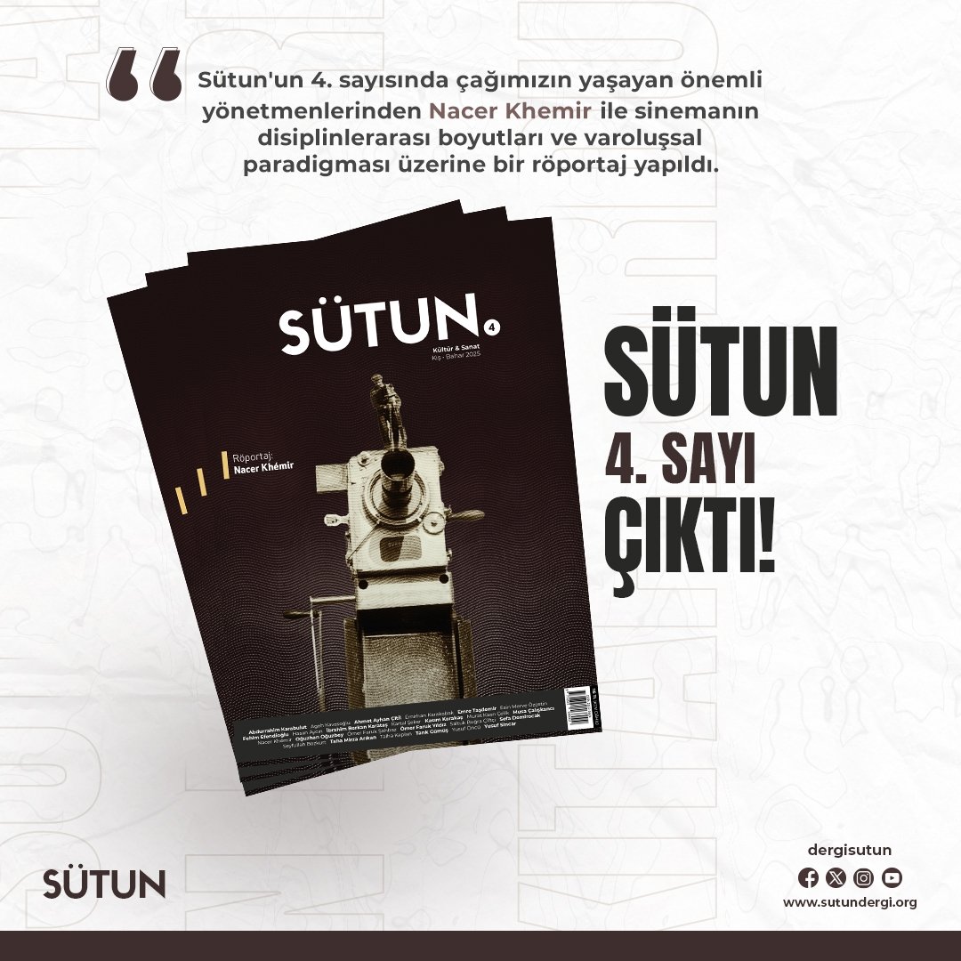 Dergimizin, 4. sayısı çıktı. Bu sayımızda, çöl üçlemesi serisiyle (Bab' Aziz, Çöl İşaretçileri ve Güvercinin Kayıp Gerdanlığı) dünyanın önde gelen yönetmenlerinden olan Nasır Khemir ile bir röportaj yapıldı.

Dergimiz, pazartesi günü kitapyurdu'ndan siparişe açılacak.