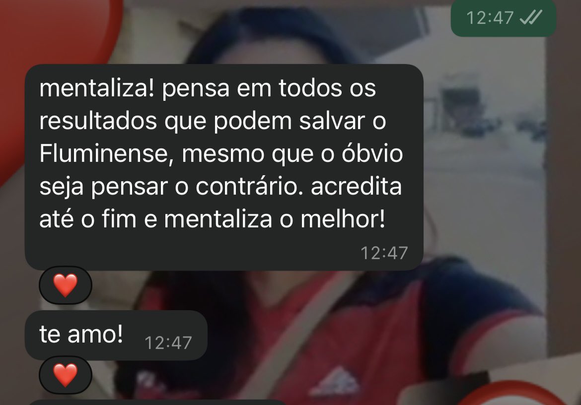 lebrancomilgrau's tweet photo. Cheguei do maracanã tardao ontem e fui trabalhar 6 da manhã com a cabeça a mil por causa do fluminense e recebo isso aqui no wpp… eu amo muito essa mulher. https://t.co/x2yK6wX7y7
