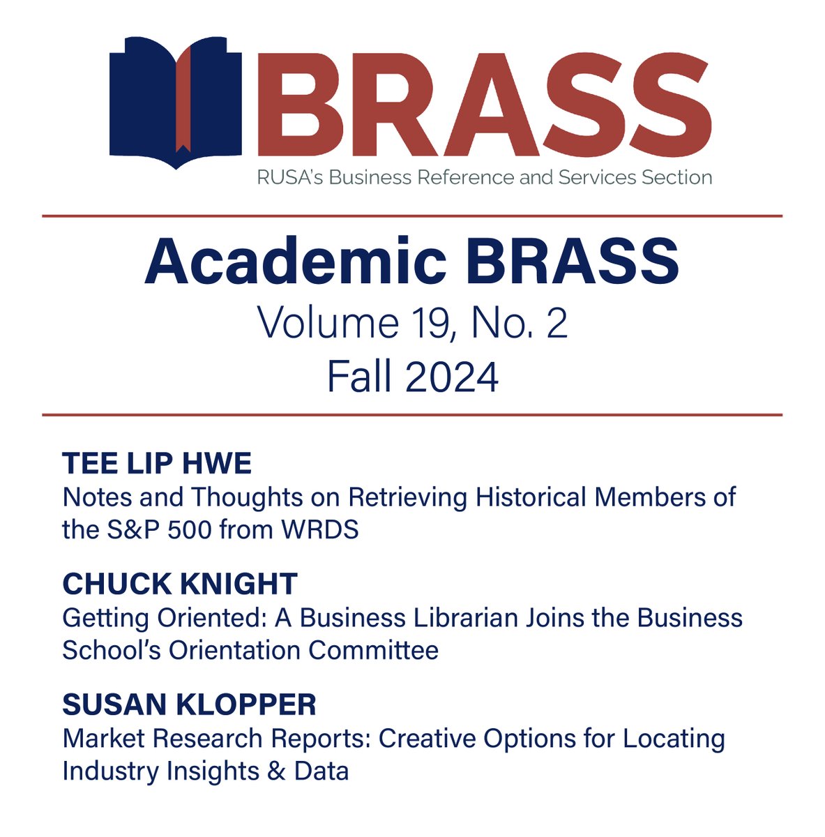 🆕 The Fall 2024 issue of Academic BRASS is out today! Check out the three new articles here: bit.ly/3ZrW3rA

#bizref