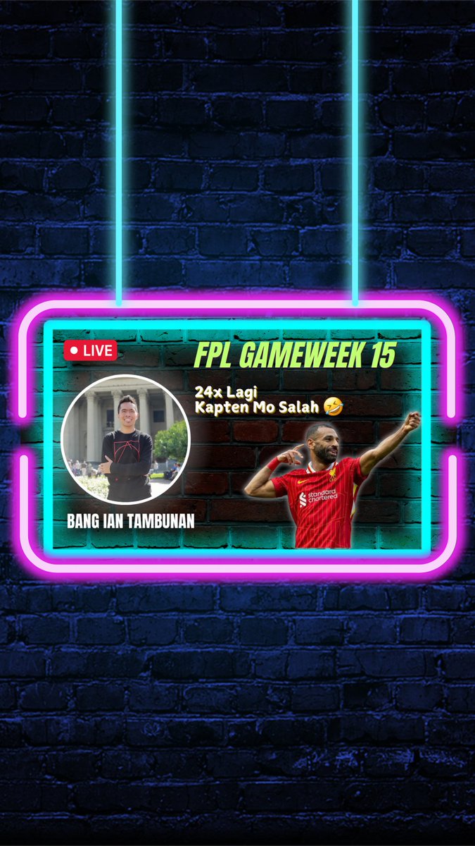 LIVE NOW - FPL Gameweek 15: 24x Lagi Kapten Mo Salah🤣 

Jiwa-jiwa yang mikirin deadline FPL besok sampai ga bisa tidur, mari kita ngobrol lur 😆🍿

youtube.com/live/4Yj6sqZNp…

#FPL #FPLCommunity #KoFPLI #FPLIndonesia #FantasyPremierLeague