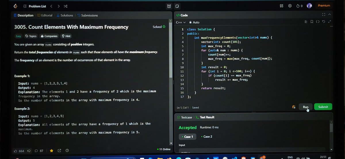 shekhar_exe's tweet photo. #DAY34 of #100DaysOfCode
06/12/2024
Solved two Leetcode Problem
🔸️Sort Characters by Frequency
🔸️Count element with maximum Frequency
#Leetcode #letsconnect #gfg #100daysofprogress https://t.co/9Igf7bEYAv