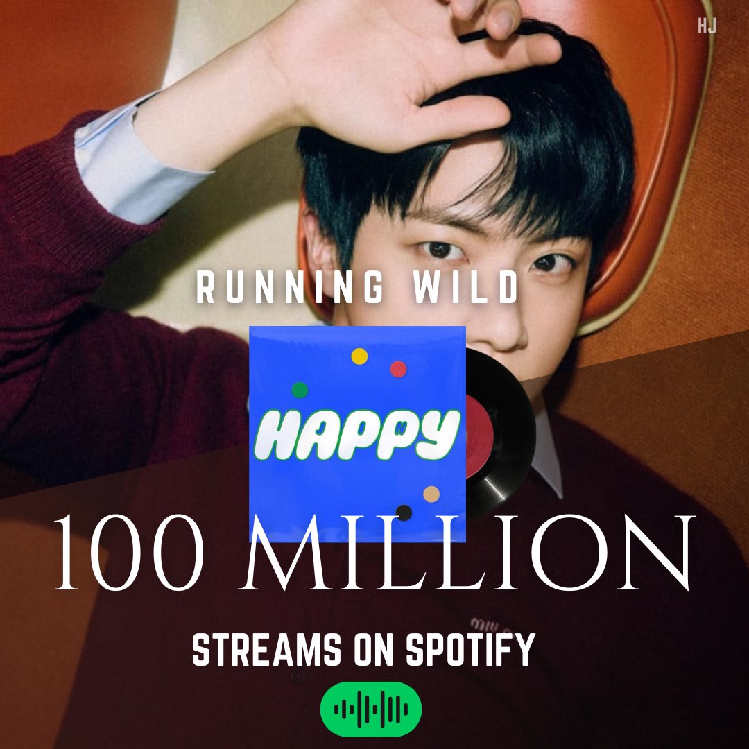 hourjinnie's tweet photo. “Running Wild” has now surpassed 100 MILLION streams on Spotify! 🔥 

CONGRATULATIONS JIN 
#RunningWild100M https://t.co/imBEMJ79Un