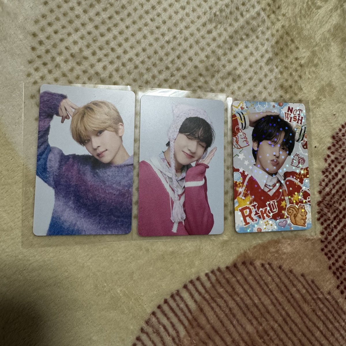 j36329389's tweet photo. 2024 NCT WISH ASIA TOUR LOG in JAPAN ラントレ トレカ 交換

【譲】1枚目　シオン、サクヤ、リク（レア）
【求】2枚目　💖が付いているリョウ、全員

12/7福岡手渡し（優先）or郵送での交換希望です。
#nctwish交換 https://t.co/ChJhtA8pVc