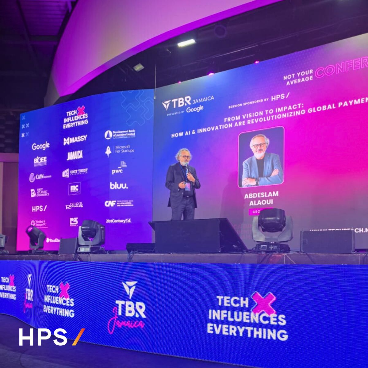 HPS_worldwide's tweet photo. Hello from Tech Beach Retreat 2024 in Montego Bay, Jamaica! After sharing insights on AI &amp; global payments, HPS CEO Abdeslam Alaoui joined Kirk-Anthony Hamilton &amp; Danielle Cameron Duncan for a panel on how innovation is reshaping the future of banking. https://t.co/QFJS9cUELi