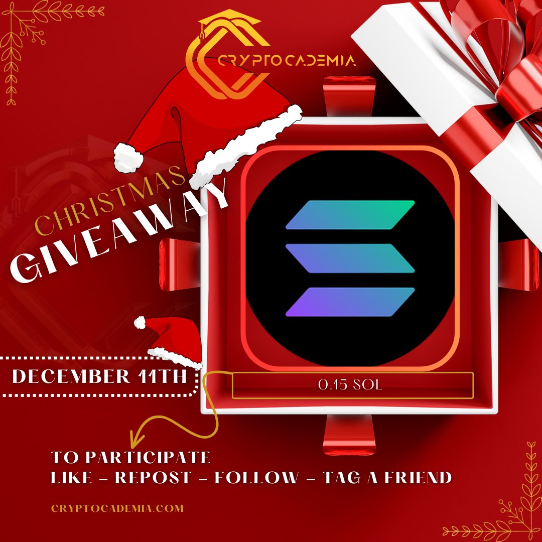 Cryptocademia_'s tweet photo. 🇬🇧
🎄 Cryptocademia Advent Calendar! 🎁
A #giveaway every day until Christmas – here’s today’s #crypto gift:

👉 Today’s Gift: 0.15 $SOL #Solana

🎉 Draws happen regularly (we’re enjoying the holidays too).

To enter:
1️⃣ Like & Repost
2️⃣ Follow @cryptocademia_
3️⃣ Tag a friend

🚀 Good luck and happy holidays!
___________
🇫🇷
🎄 Calendrier de l’Avent Cryptocademia ! 🎁
Chaque jour jusqu’à Noël, remportez un cadeau !

👉 Cadeau du jour : 0.15 $SOL #SolanaGiveaway 

🎉 Tirages au sort réguliers (nous aussi, on profite des fêtes).

Pour participer :
1️⃣ Like & Repost
2️⃣ Suivez  @cryptocademia_
3️⃣ Taguez un ami
