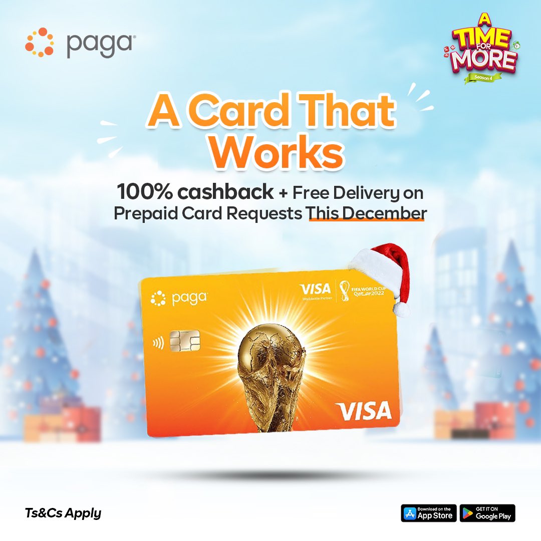 paga's tweet photo. A detty December package just for you.
Weβre turning your everyday into extraordinary. It is a season of love, a time for more.
#atimeformore #paga #makinglifepossible https://t.co/JlxZ7AWOPZ
