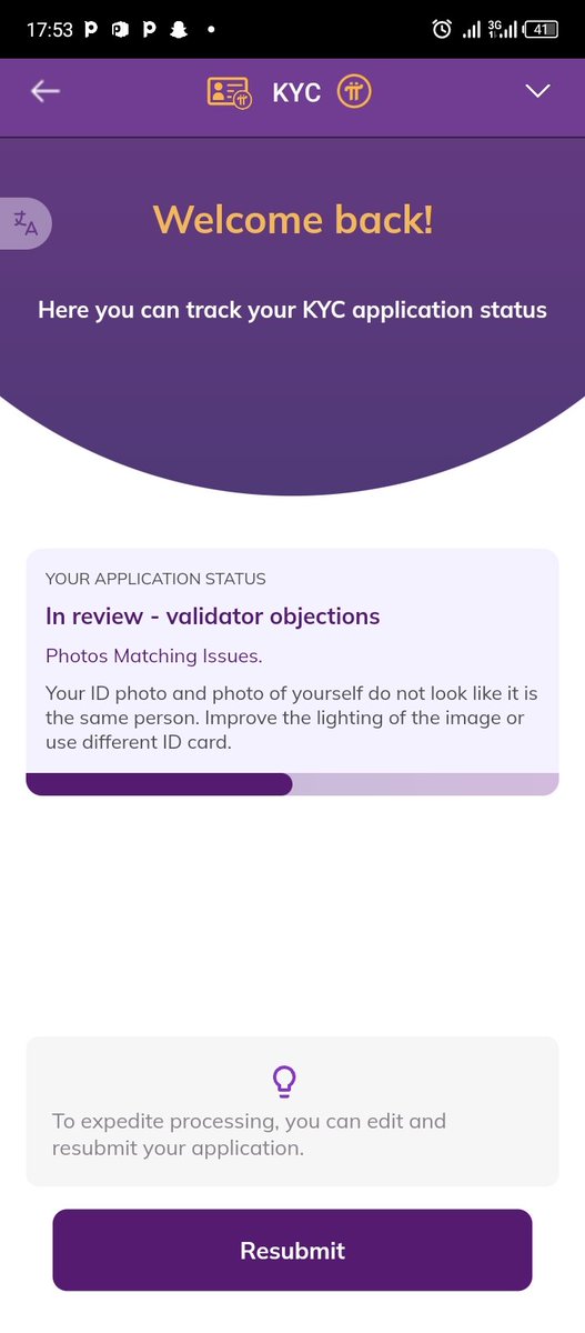 LawRule1's tweet photo. @PiNewsZone @PiCoreTeam Does this mean I should resubmit y KYC or I should wait for review? https://t.co/DLxJCChHLx