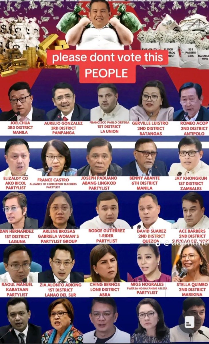 mdlc_11325's tweet photo. Sila po ang mga taong dapat iwasan sa susunod at sa bawat eleksyon na gaganapin.
Mga #ProNarcoState #ProCorruption #ProCriminality #ProCommunist corrupt politicians tulad ng amo nilang si #BoBongMarcos Jr.
Iretiro at ikulong kung may pagkakataon. Let us #ProtectVPSara ๐
ctto https://t.co/hD0xjpB3X1
