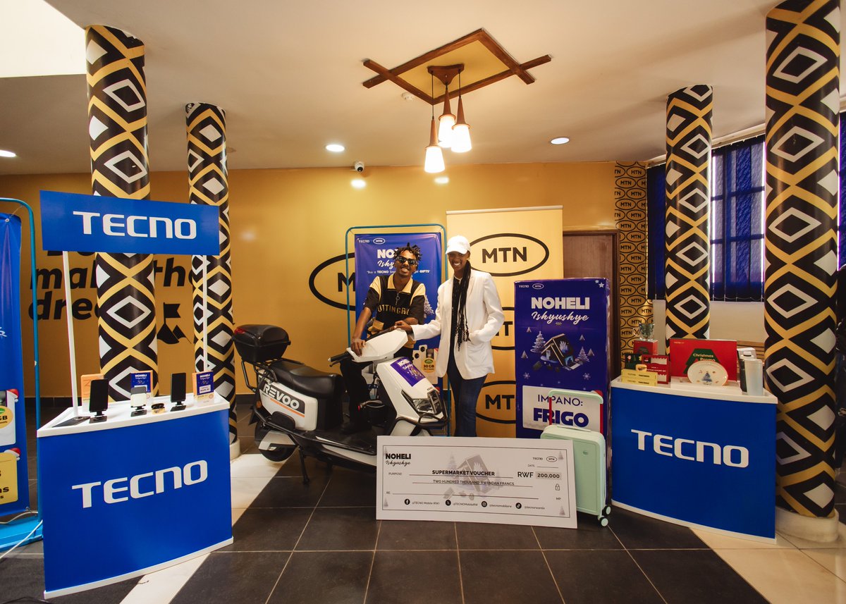 TECNOMobileRW's tweet photo. 🎉We are teaming up with @MTNRwanda to make your holidays unforgettable! From 7/12-4/1/2025,every #TECNO smartphone purchase gives you a chance to win amazing prizes including 30GB of data, brand-new scooter🏍️,TECNO Spark 30📱&amp; Shopping vouchers worth 200,000 RWF🛒
#Nohelishushye https://t.co/L0vf9JhzzG