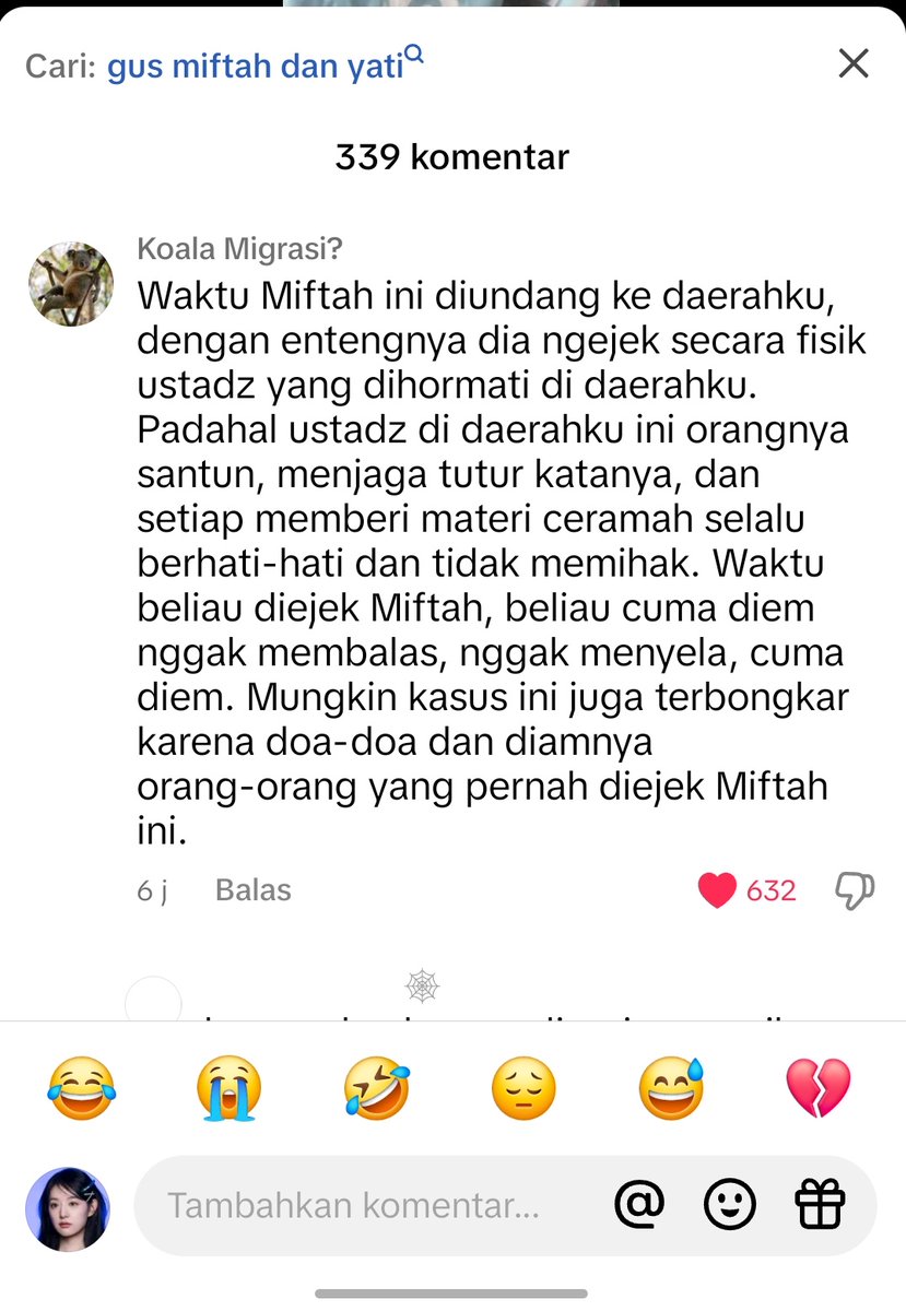 And i found this comment on tiktok. Berarti emang aslinya banyak orang tersakiti sama omongannya dia, cm baru ini Allah buka kan ke masyarakat