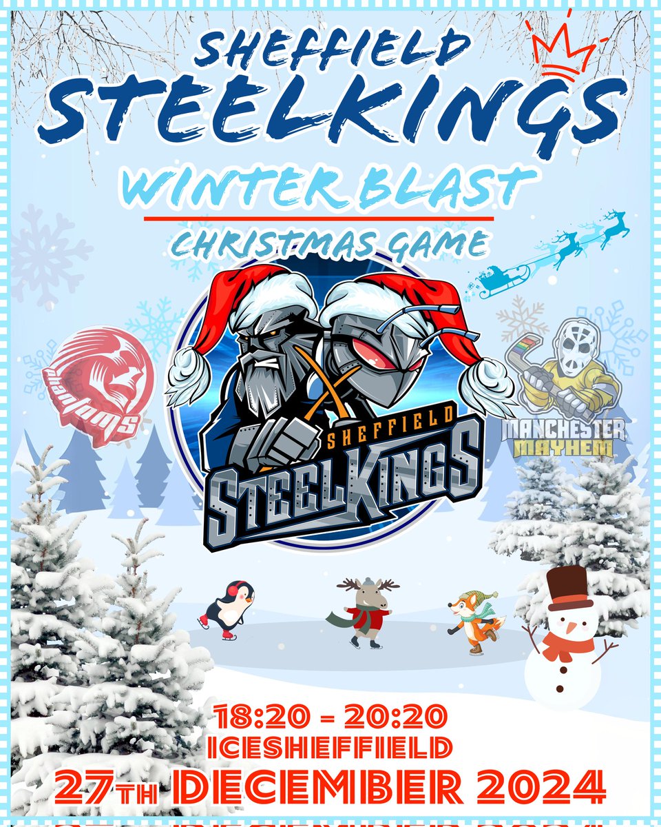 SteelkingsPIH's tweet photo. https://t.co/arckeYdnl2
📅 27th December
⏰️ 18:20 - 20:20
📍 IceSheffield
#HailToTheKings 👑 #SheffieldSteelkings
#ParaIceHockey #Christmas #ChristmasGame #WinterBlast https://t.co/u6dgLFQf1b