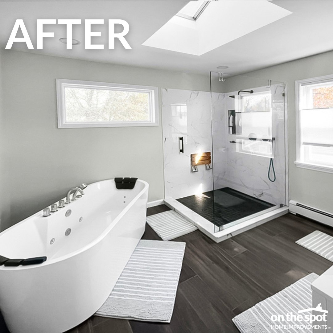 OnTheSpot_Home's tweet photo. Swipe to see the stunning transformation of this Master Bathroom Remodel we completed, plus a bonus rendering!

Ready to transform your space? Contact us today! https://t.co/qHxQoopw49