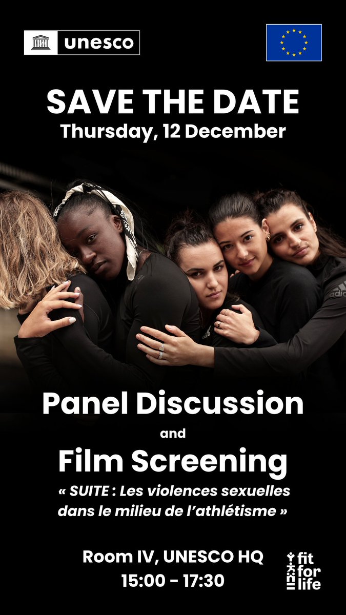 📢 Join us for an important event on safe and equal sport! 🎥

UNESCO's Social and Human Sciences Sector, in collaboration with the Delegation of the European Union to the OECD and UNESCO in Paris <a href="/EUatOECD_UNESCO/">🇪🇺 EUatOECD-UNESCO</a>, is pleased to invite you to a panel discussion and documentary
