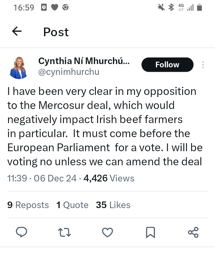 LOCthedreamer2's tweet photo. Translation: She will support the Mercosur deal.
#SaveIrishFarming https://t.co/6uWLmaMHJc