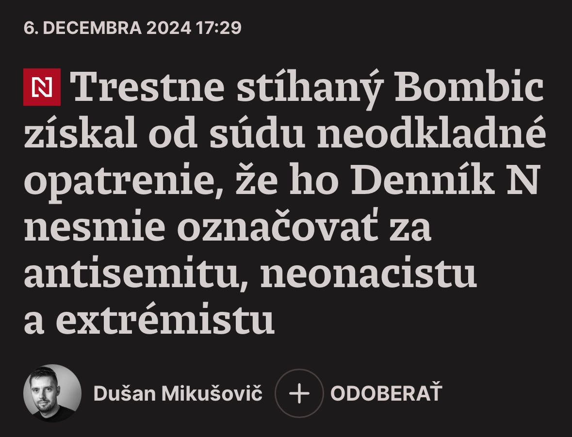 Dnes minister obrany Kaliňák v parlamente prednášal správu Vojenského spravodajstva. Škoda, že toto nevyšlo skôr, spýtala by som sa ho, či nie je konflikt záujmov vlastniť AK obhajujúcu Bombica a mať prístup k utajovaným info (aj) o monitorovaní extrémizmu.