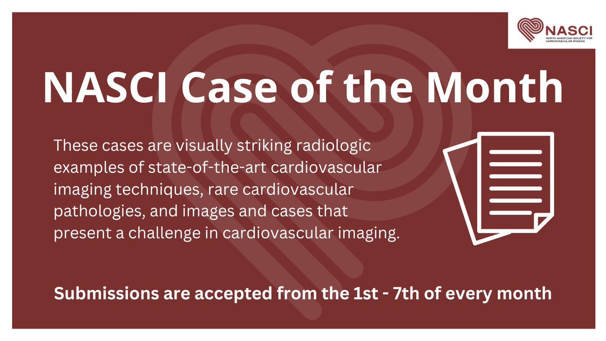 Don't forget to submit to the #NASCI Case of the Month! Participate in this collaborative monthly case report publication with The International Journal of Cardiovascular Imaging.

Review the guidelines and submit here: buff.ly/3rcfXcQ 

#cardiovascularimaging