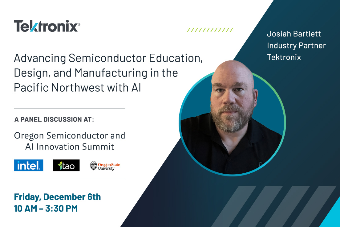 tektronix's tweet image. Learn from Josiah Bartlett, our Chief Architect and Senior Manager of the Systems and Architecture Group, at the Oregon Semiconductor and AI Innovation Summit today!  bit.ly/3Vug6EO 

#Semiconductor #AI #OregonTech #Tektronix #Innovation #FutureOfTech  #AITechnology