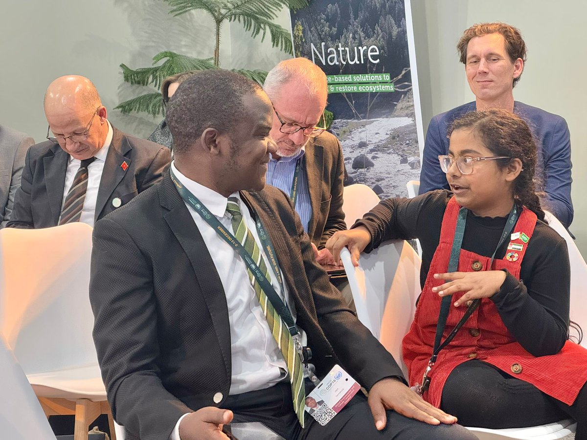 Dr_JibCares's tweet photo. At @Cop16Riyadh 
Attending the session on land restoration organized by @Decade2Restore in @UNEP Pavilion

With little Kiara, we agreed to celebrate 10% recovery in the lost ecosystem by 2030

I interacted with Natalia Alekseeva our coordinator &amp; Bethanie Walder of @SERestoration https://t.co/RVlZfy3btJ