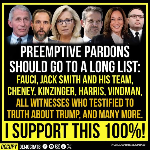 President Biden should give Preemptive Pardons before January 20th.

Drop a 💙 if you agree! Let <a href="/POTUS/">President Donald J. Trump</a> know we support this! ✅#BlueCrew
