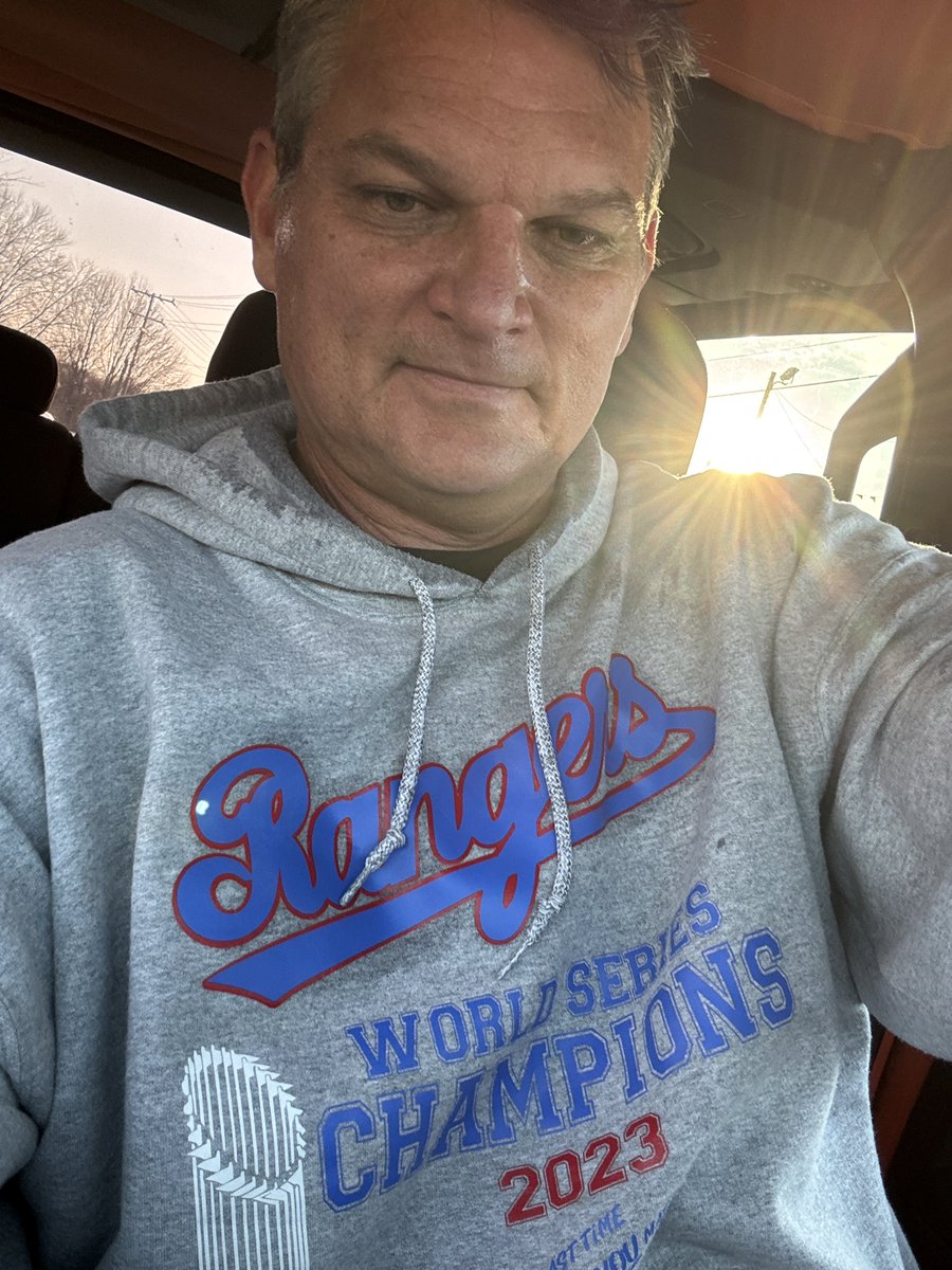 Stay warm by pounding out some miles.   Stay happy remembering that the Texas Rangers were the 2023 World Series Champions! #texasrangers #run #coldAF