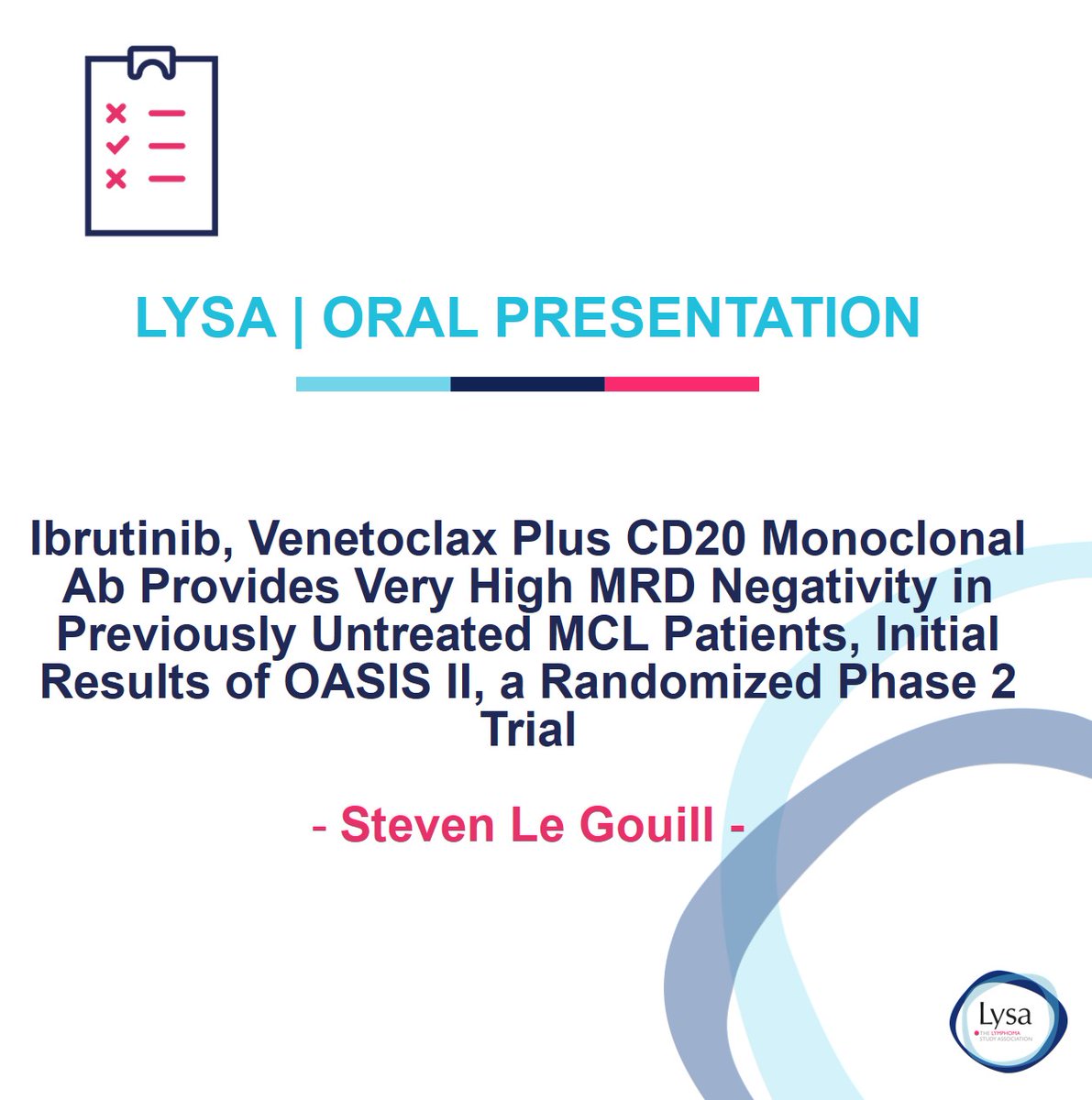 [LYSA - ASH 24]

📢 Presentation by <a href="/Stelegouill/">Steven Le Gouill</a> at <a href="/ASH_hematology/">ASH</a> on Oasis II, a LYSA study

Find other LYSA presentations here: urlr.me/x5ABjz

Stay tuned!

#ASH24 #lymphoma #study #congress