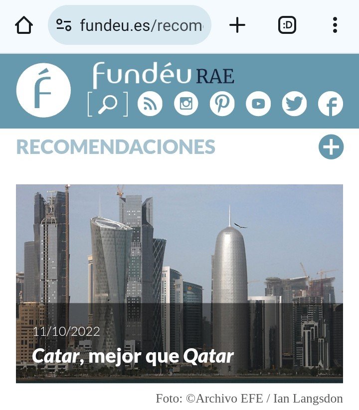 La grafía adecuada en español del nombre del emirato árabe es #Catar, con c, y no Qatar, con q.

#Fundéu explica:
fundeu.es/recomendacion/…

#OCICRD #DiarioLibre <a href="/BenjaminMorales/">Benjamín Morales Meléndez</a>