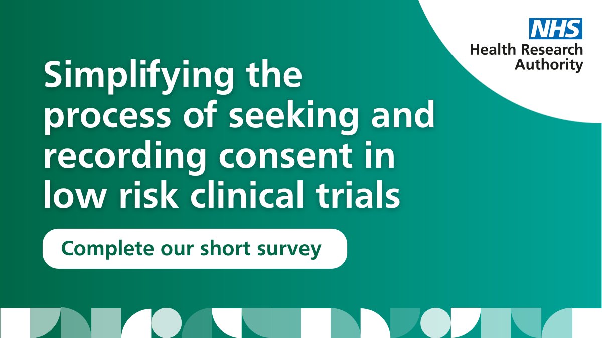HSCRandD (@hscrandd) on Twitter photo The laws which regulate clinical trials of medicines in the UK are changing.
<a href="/HRA_Latest/">The Health Research Authority</a> is proposing changes to the law to simplify the way that informed consent is sought and recorded in low risk clinical trials.
Share your feedback on their proposals➡️hra.nhs.uk/about-us/news-… The laws which regulate clinical trials of medicines in the UK are changing.
<a href="/HRA_Latest/">The Health Research Authority</a> is proposing changes to the law to simplify the way that informed consent is sought and recorded in low risk clinical trials.
Share your feedback on their proposals➡️hra.nhs.uk/about-us/news-…