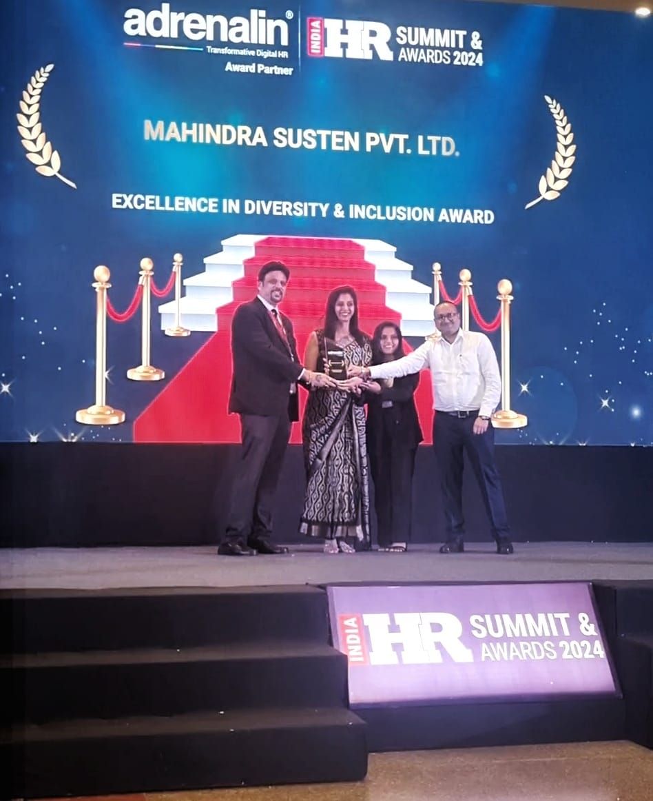 MahindraSusten's tweet photo. We are honoured to receive the Excellence in Diversity &amp; Inclusion Award at the India HR Summit &amp; Awards 2024.

This recognition reflects Mahindra Susten's commitment to creating an inclusive workplace where every voice is valued and every individual thrives. https://t.co/OYdPKpacVa