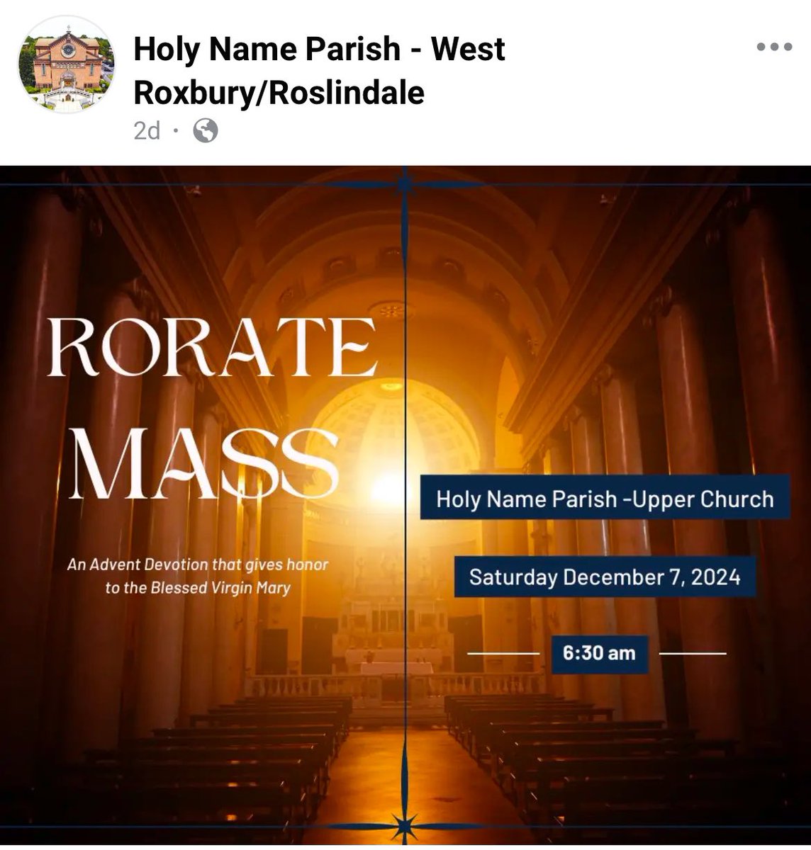 LouisLMurrayJr1's tweet photo. 🚨 Calling all Catholics 🚨.  A moment of beauty tomorrow in #WestRoxbury #Roslindale #Boston when the dew of heaven pierces the darkness through music, liturgy, Eucharist. Join us 6:30am Holy Name Parish, 1689 Centre Street, West Roxbury https://t.co/tLD1TWqR5h
