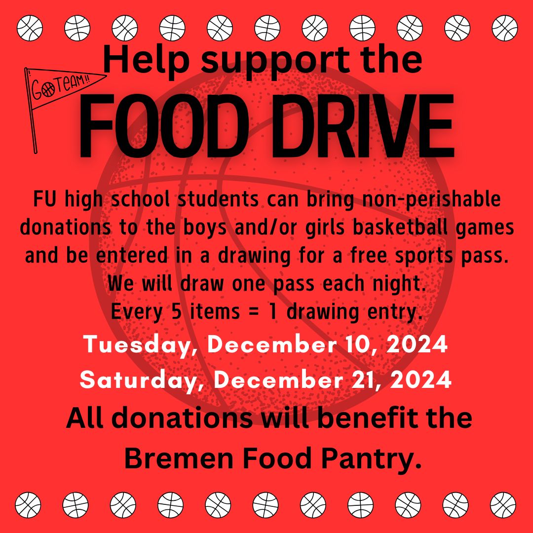 Support the food drive happening at the high school until the holiday break.