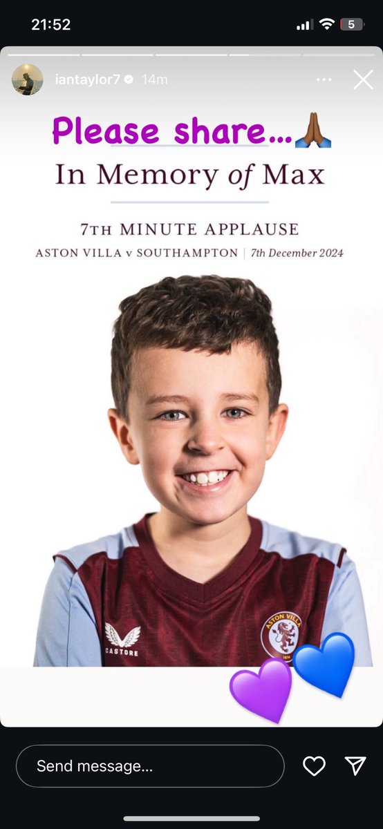 liz22beard's tweet image. @AVFCSupport any chance for another share for Max 💫💫