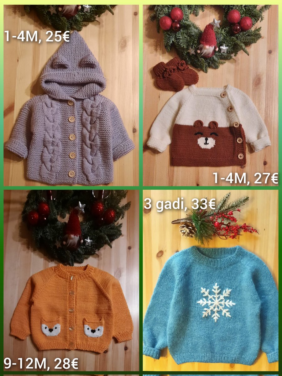 ReinholdeLaura's tweet photo. Mammas adījumu lielā izpārdošana! 
Daudz skaisti, silti adījumi, pusvilna vai 100% merino. 1. bildē visiem izmērs 0-3 mēneši, 2. 3-6 mēneši, trešajā dažādi izmēri, norādīts pie katra atsevišķi. Ja interesē sastāvs, precīzi mēri cm utt, jautājiet 🥰
Priecāsimies par ♥️&amp;🔁 https://t.co/zyzGaaKU07