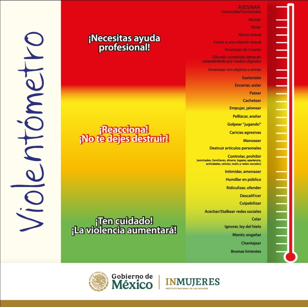 ¡MUCHO OJO! 👀

¡Reconoce cualquier indicio de violencia! Si identificas señales de riesgo, ¡levanta la voz! La violencia no debe tolerarse nunca. 

Conoce el #Violentómetro y descubre qué tan sana es tu convivencia. 🚨📊