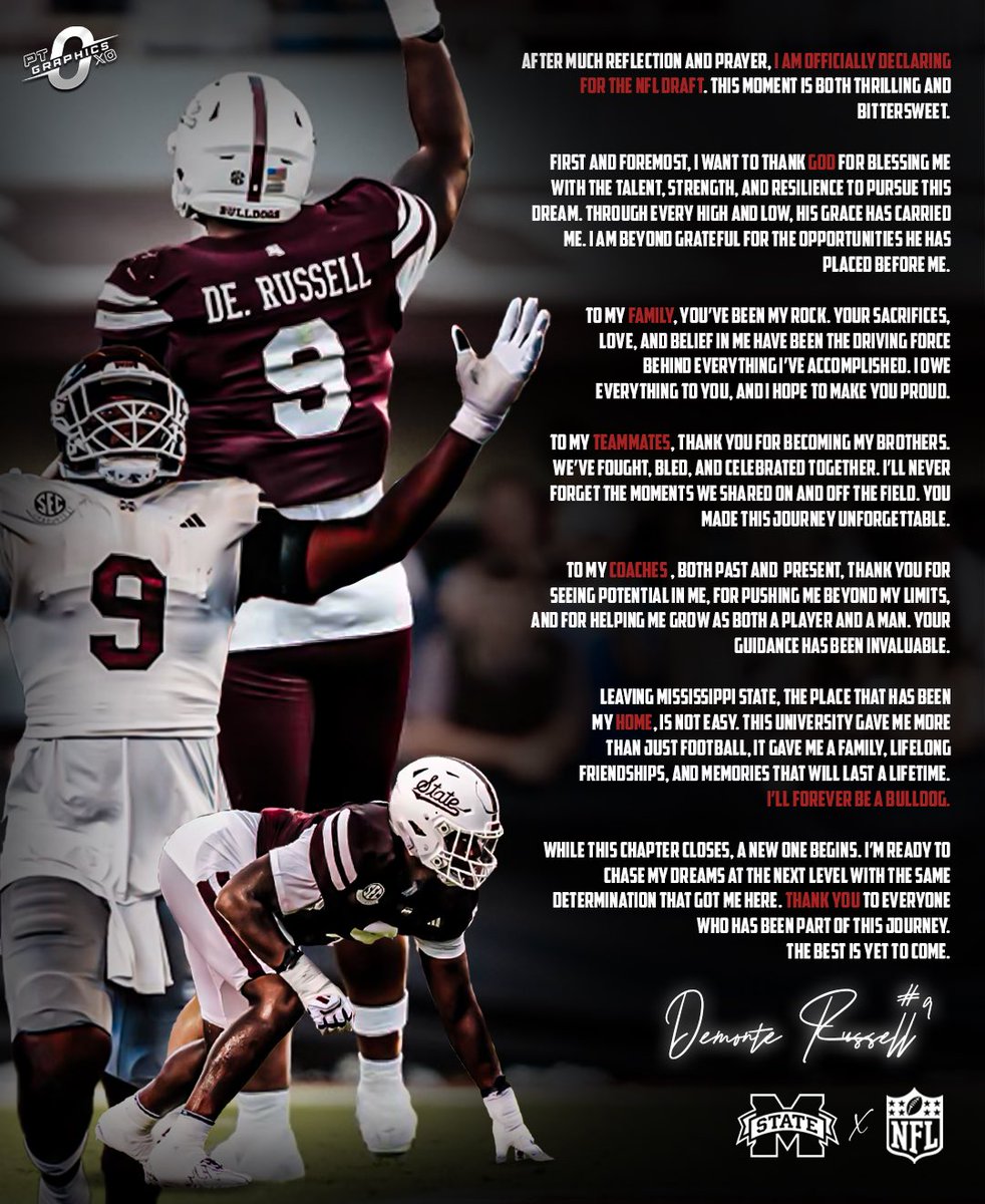 Philippians 4:13✨  
#Hailstate #NFLDraft2025 #ForeverGrateful #Family #Faith #NewBeginnings #GodsPlan