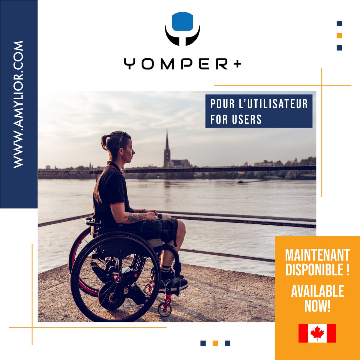 amylior's tweet photo. We are launching 2 new products to complement our existing product offering: 𝗬𝗼𝗺𝗽𝗲𝗿+ 𝗮𝗻𝗱 𝘁𝗵𝗲 𝗘𝗡𝗝𝗢. Innovative power-assist add-on solutions designed to make daily life easier for manual wheelchair users and/or their attendant. Available in Canada only #wheelchairs https://t.co/Nux4XLqUfq