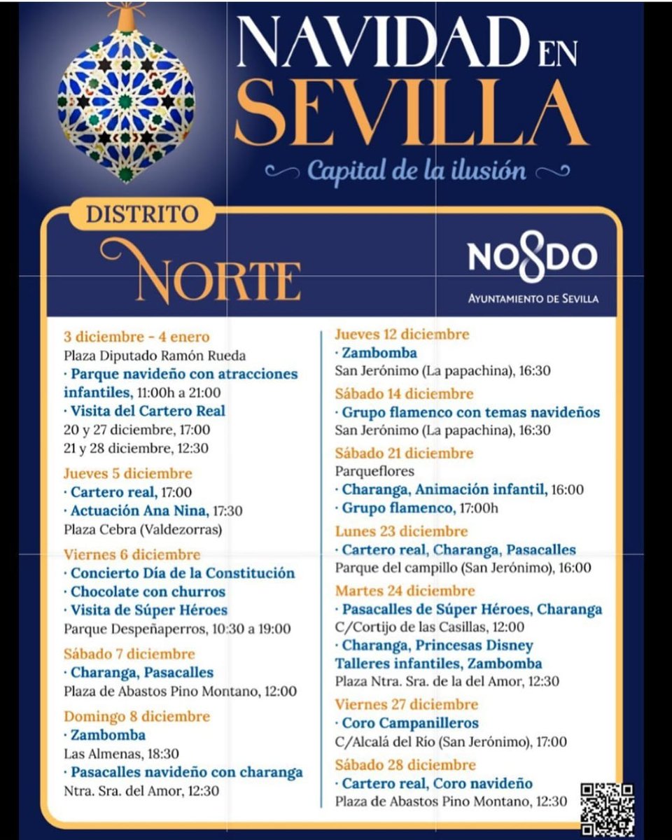 🎄INFORMACIÓN🎄

El próximo día 8 de Diciembre, a las 18:30h, en la plazoleta trasera del BLQ 8 y plazoleta de La Manuela De Sevilla, vendrá la Zambomba a nuestro barrio para deleitarnos con villancicos flamencos.

¡¡No te lo pierdas!!

#NavidadEnLasAlmenas
#NavidadEnSevilla