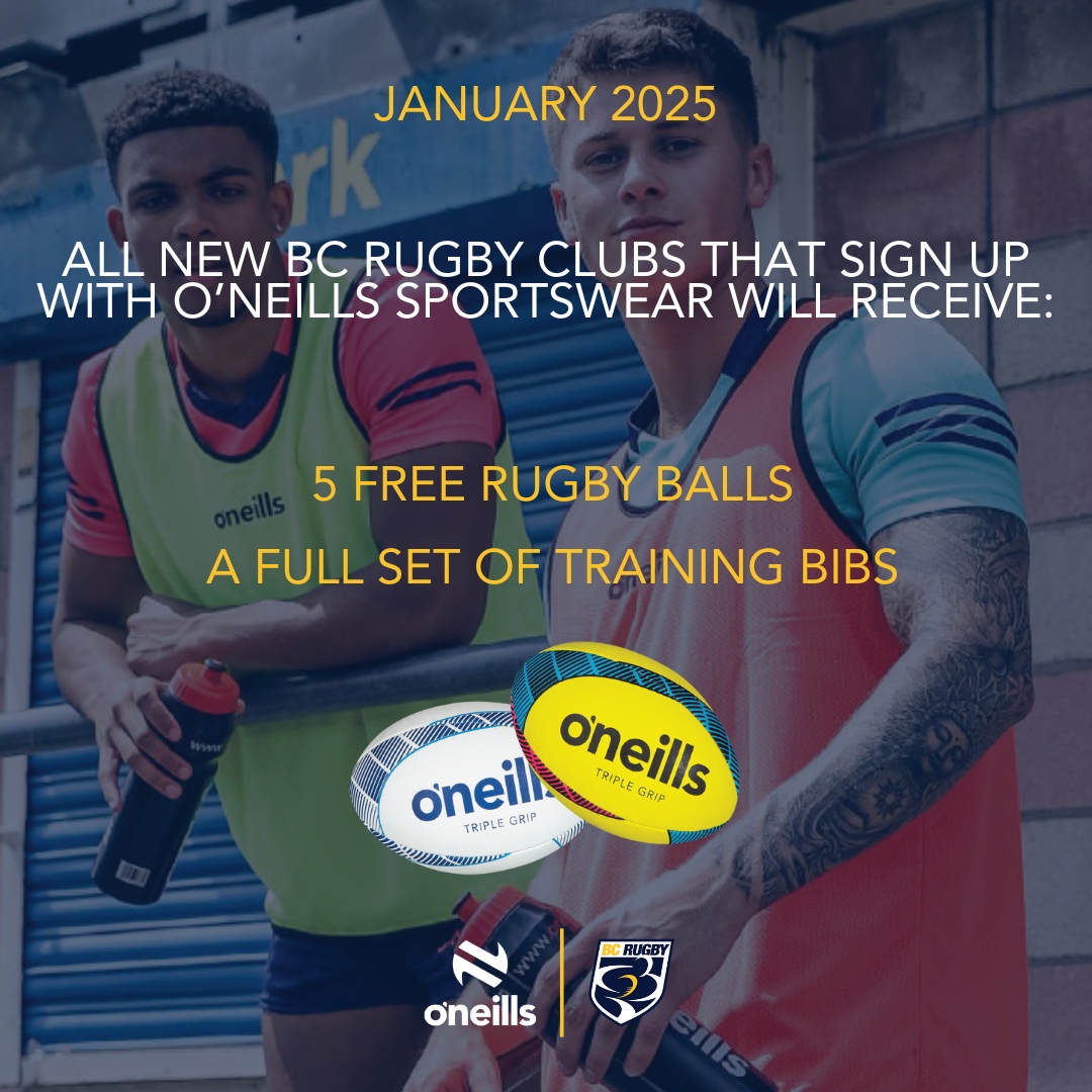 bcrugbyunion's tweet image. 📢 BC RUGBY CLUBS

All new BC Rugby Clubs that sign up with @ONeills1918 between now and end of Jan 2025 will receive:

• 5 Free Rugby Balls
• A Full Set of Training Bibs

To get this offer, contact: canadasales@oneills.com

T&amp;amp;C’s apply.

#LiveForIt #BCRugby #ONeills