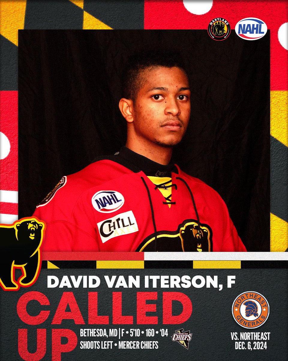 BlackBearsNAHL's tweet image. Maryland make their Call Ups!

We welcome back David Van Iterson and Logan Hughes 👏 @TMarylandAAA product, Dominik Boltnar gets a shot at the blue line this weekend and Forward, Jaden Duprey will look to make his mark coming up from the NCDC! 

Let’s go boys! #MarylandBlackBears