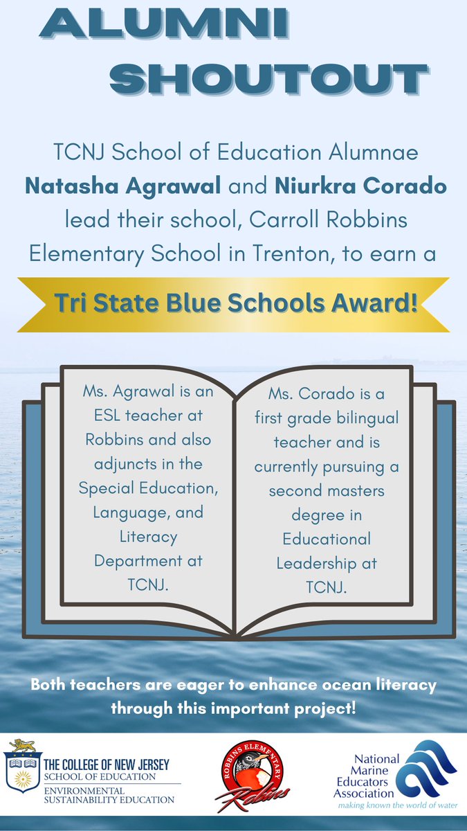 Alumni Shoutout to Ms. Agrawal &amp; Ms. Corado at Carroll Robbin’s Elementary for leading their school to win a Tri State Blue Schools award!