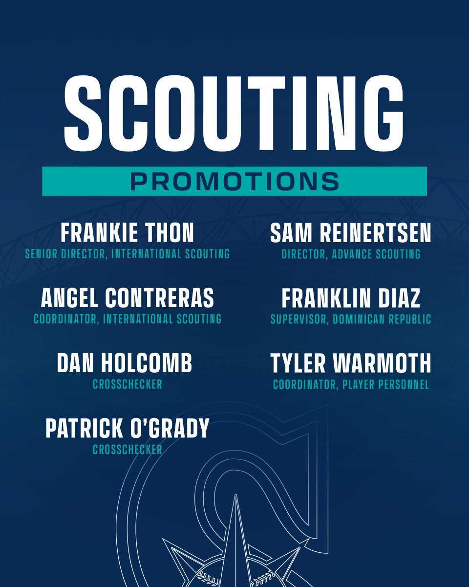 The <a href="/Mariners/">Seattle Mariners</a> have announced their scouting promotions

Read: atmlb.com/41iP7zL