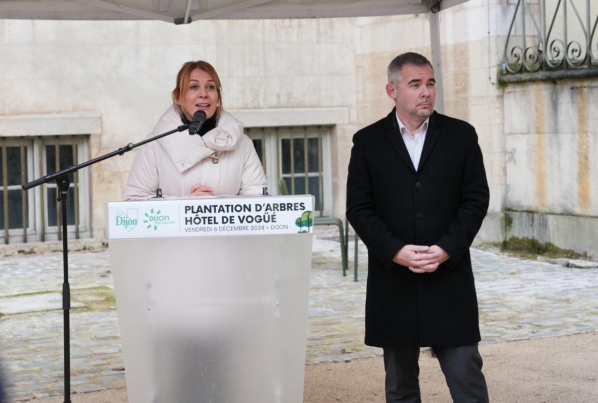 🌳 Quatre arbres de plus plantés en cœur de ville de #Dijon dans le nouveau jardin de l’hôtel de Vogüé !